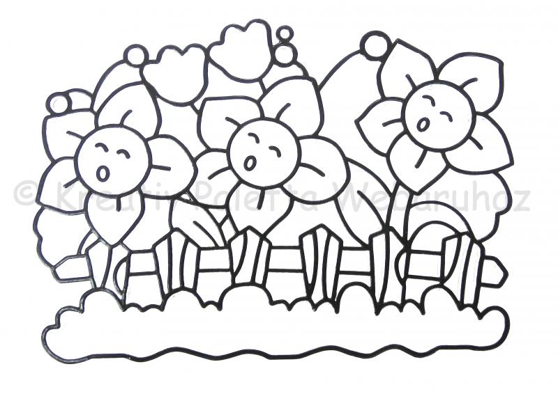 Fényvarázs ablakkép - virágok 16 x 12 cm