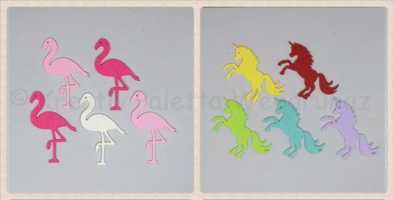 Filcfigura - flamingó, unikornis