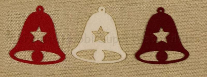 Filcfigura - harang, csillag mintás 14 cm