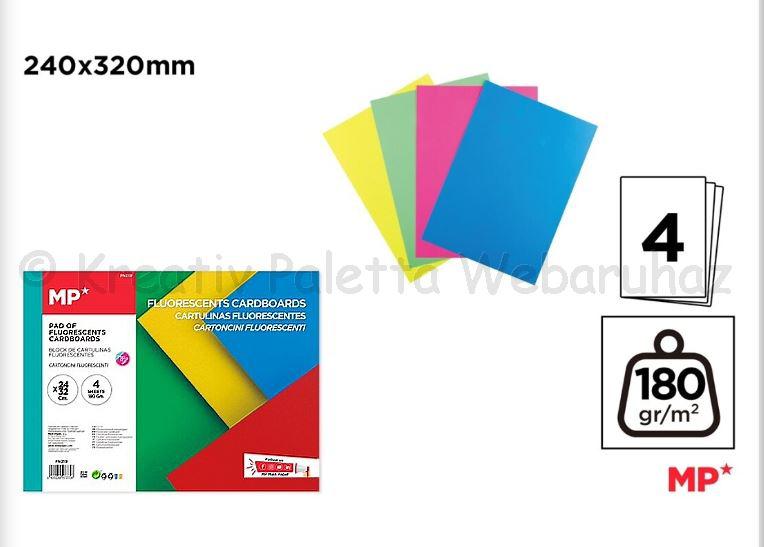 Fluoreszkáló - neon karton tömb 24 x 32 cm, 4 szín/cs