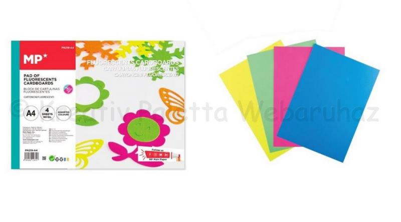 Fluoreszkáló - neon karton tömb A4 4 szín/cs