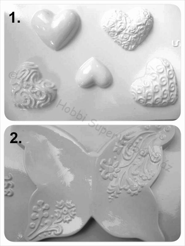 Gipszkiöntő - szív, óriás pillangó