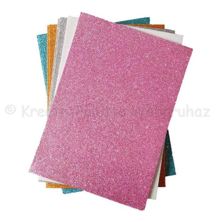Glitteres dekorgumi 2 mm, A4 különböző színek