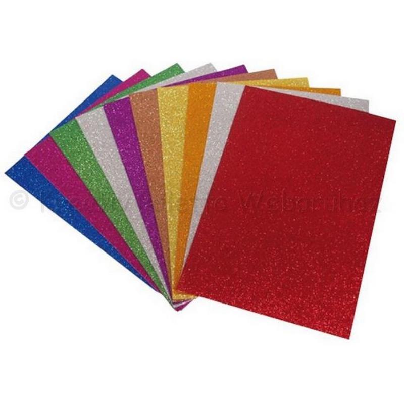 Glitteres dekorgumi 2 mm, A4 - vegyes színek 10 db