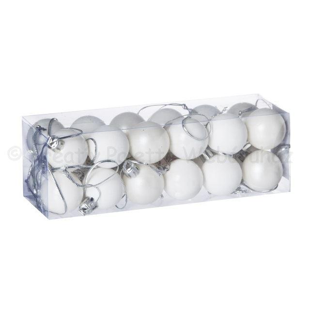 Gömbdísz fehér, 3 cm 24 db