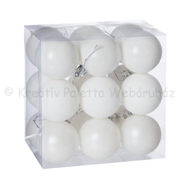 Gömbdísz fehér, 5 cm 18 db