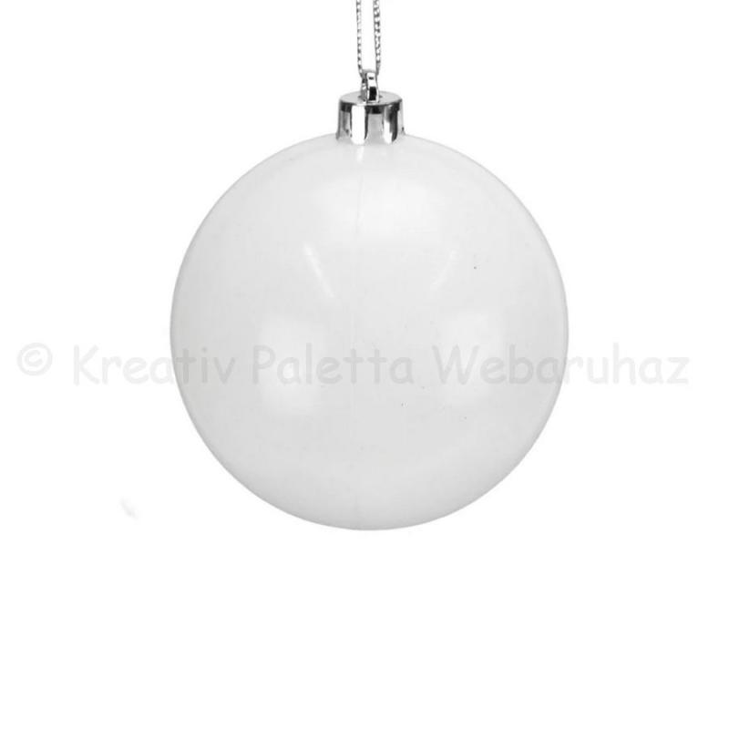 Gömbdísz fehér, 8 cm 6 db