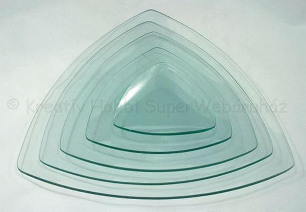 Háromszög alakú üvegtál, többféle méretben