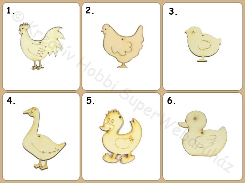 Háziszárnyasok fafigura többféle