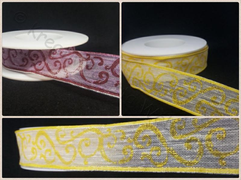 Inda mintás drótos dekor szalag 25 mm