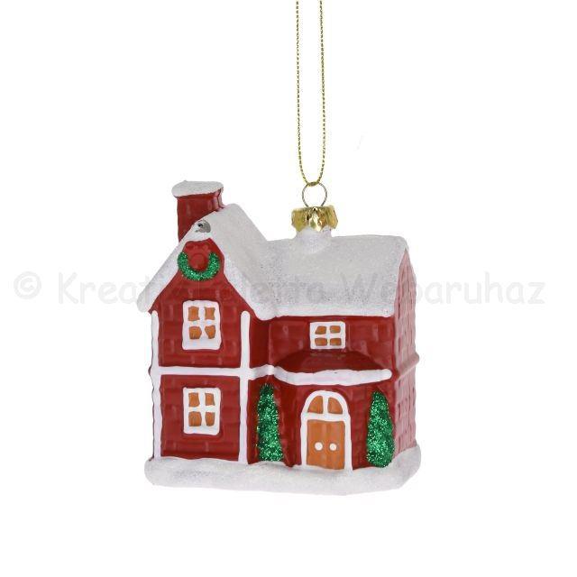 Karácsonyfadísz - házikó  8 x 7,9 x 4,8 cm