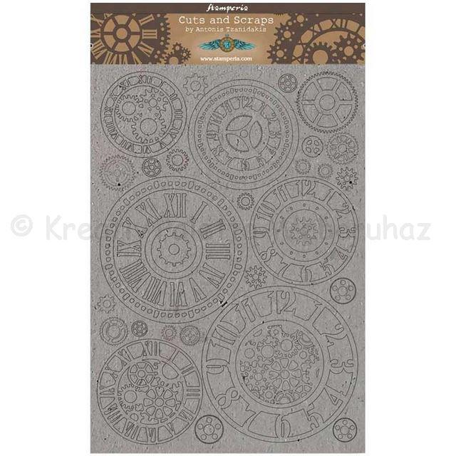 Karton chipboard A/4 - fogaskerekek, órák