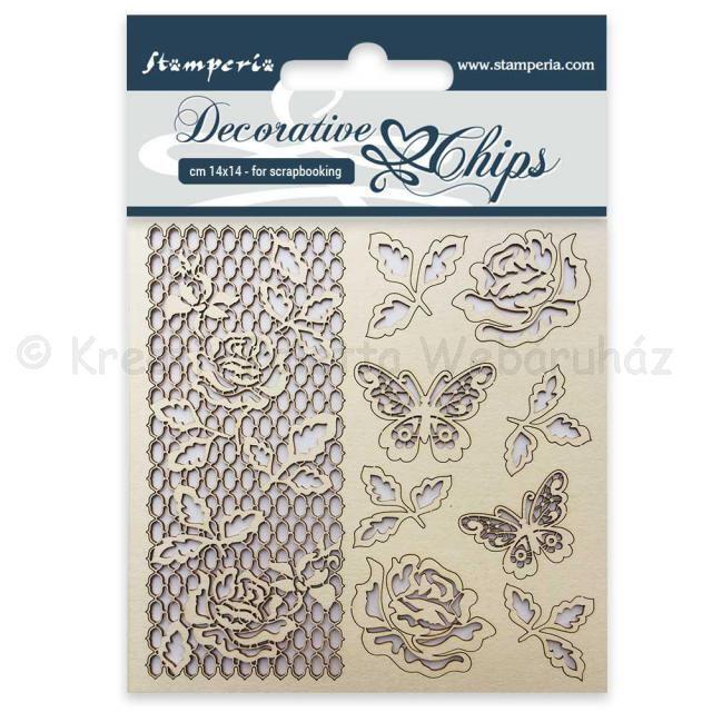 Karton chipboard - rózsa és pillangó