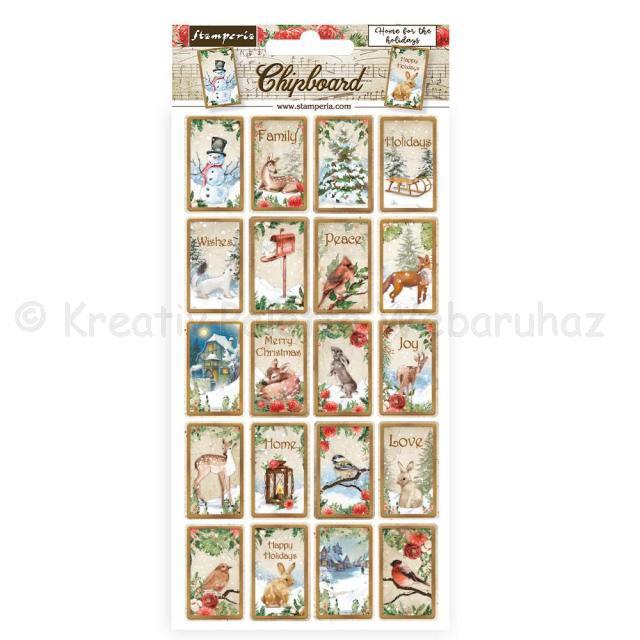 Karton chipboard - téli kártyák - Romantikus otthon
