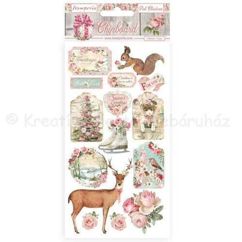 Karton öntapadó chipboard - karácsony pink