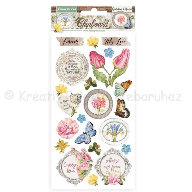 Karton öntapadó chipboard - romantikus kert - Romantic Garden House