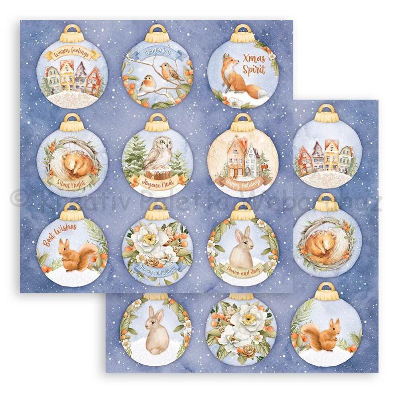 Kétoldalas papír - karácsonyi gömbök, Winter Valley