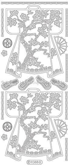Kontúrmatrica - japán kimonó, ezüst