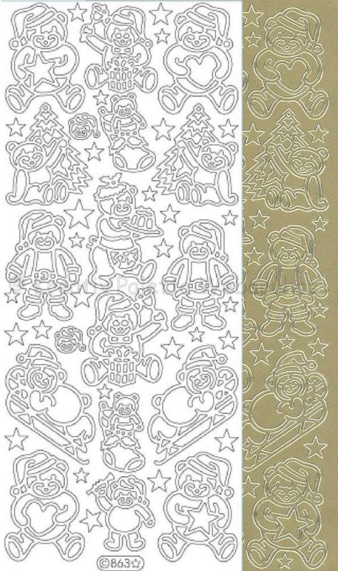 Kontúrmatrica - karácsonyi macik, arany