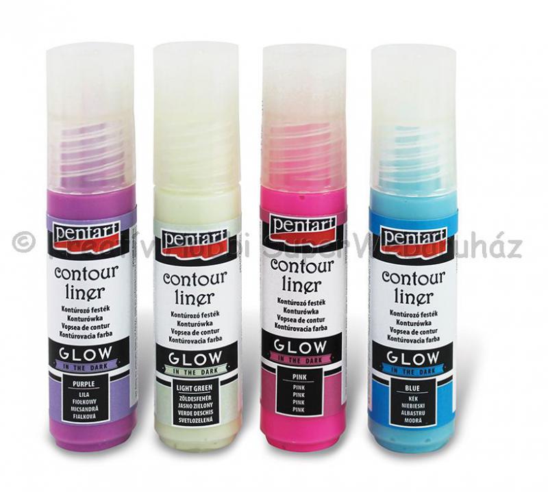 Kontúrozó festék 20 ml SÖTÉTBEN VILÁGÍTÓ SZÍNEK- GLOW