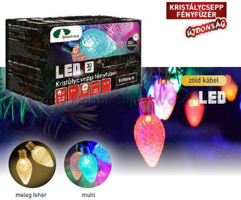 Kristálycsepp fényfüzér 12 m 60 LED