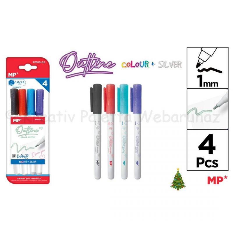 Mágikus filctoll ezüst színű körvonallal, 4 szín