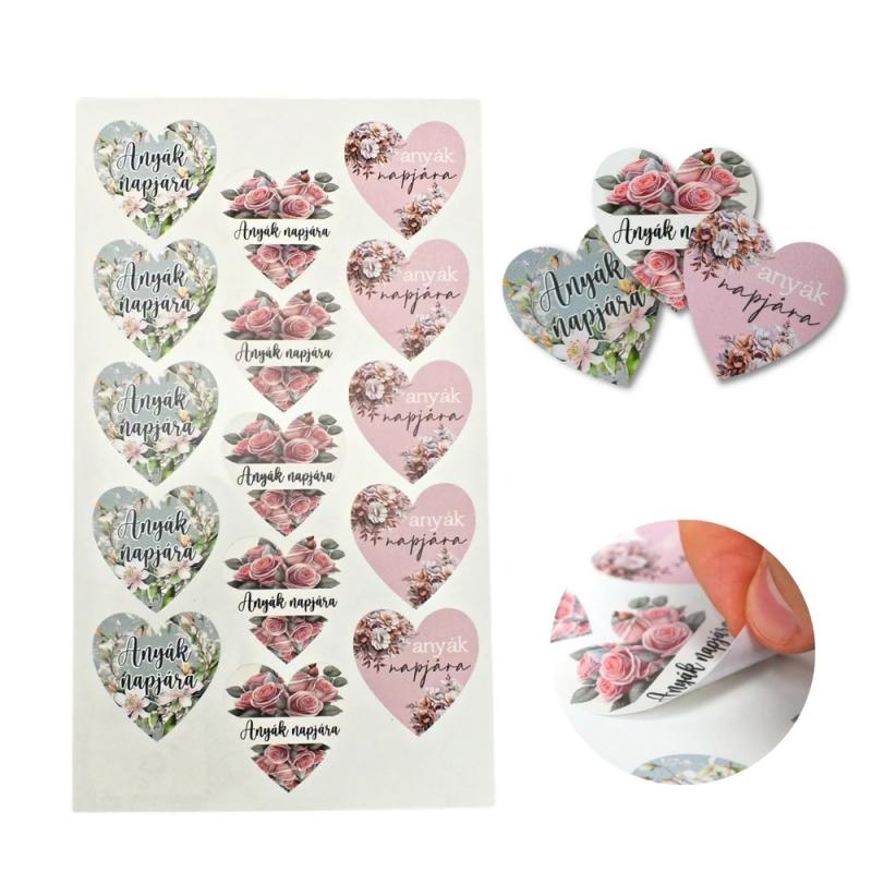 Matrica - anyák napjára szív 15 db