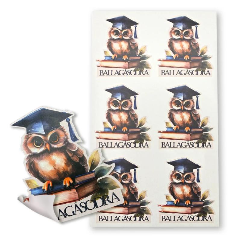 Matrica - ballagásra 6 db - bagoly