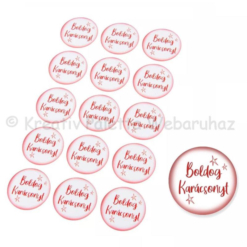 Matrica - Boldog karácsonyt fehér-piros 15 db