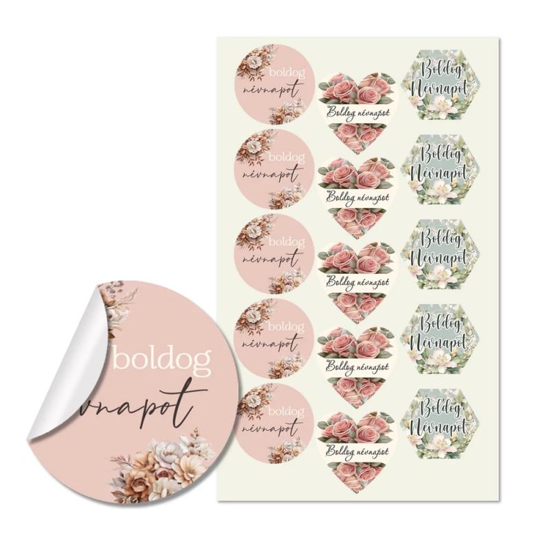 Matrica - Boldog névnapot 15 db - 3 forma