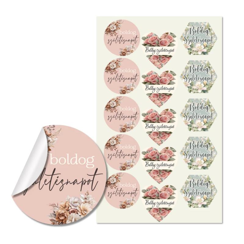 Matrica - Boldog születésnapot 15 db - 3 forma