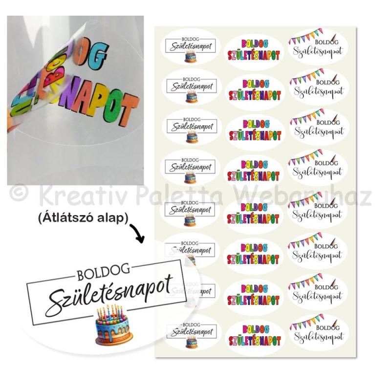 Matrica - Boldog születésnapot 24 db - átlátszó
