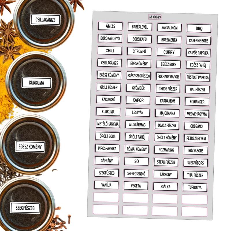 Matrica - fűszerek 56+8 db