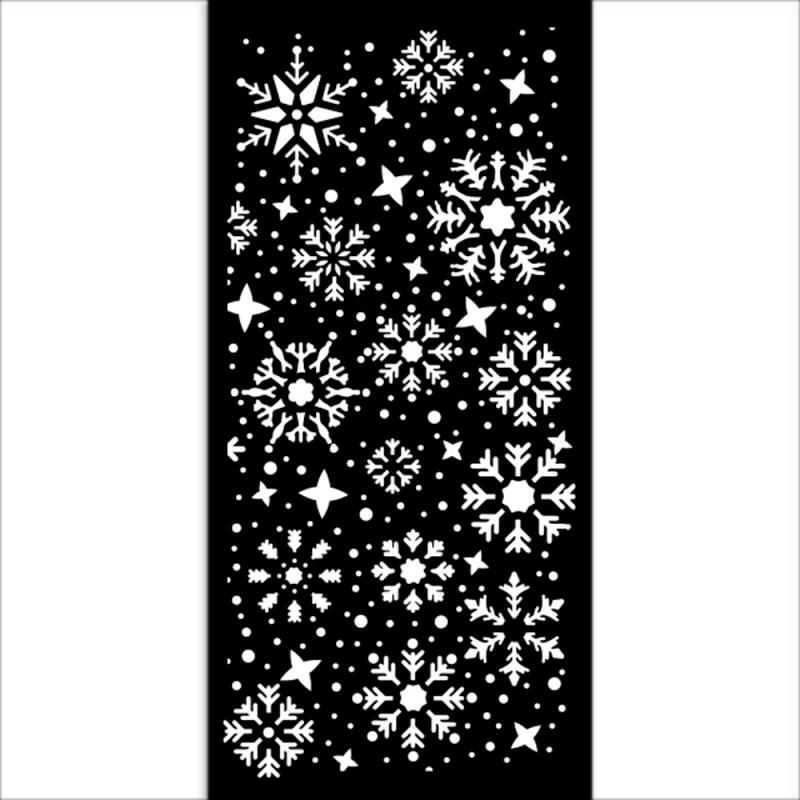 MEDIA Stencil 12 x 25 cm/ 0,25 mm - Gear up for Christmas snowflakes