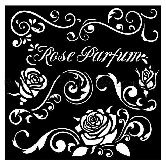 MEDIA Stencil 18 x 18 cm/ 0,25 mm -  Rose Parfum bordűr