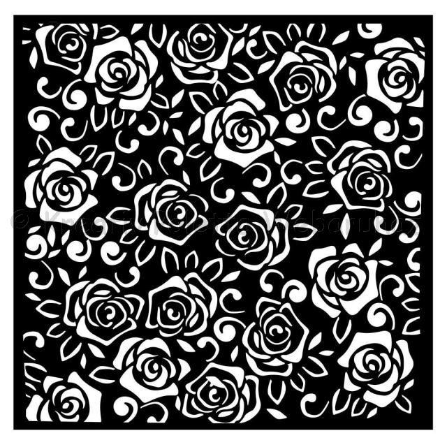 MEDIA Stencil 18 x 18 cm/ 0,25 mm - Rose Parfum rózsa minta