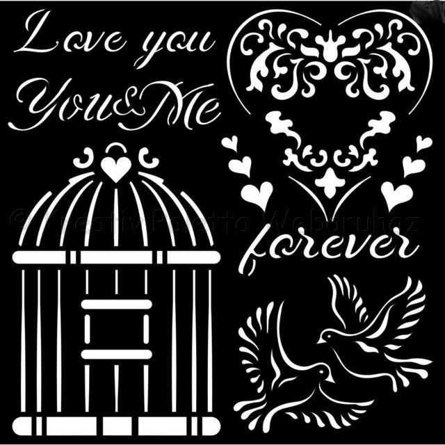 MEDIA Stencil 18 x 18 cm/ 0,25 mm - You and me Love me