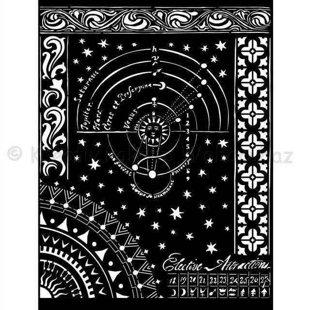 MEDIA Stencil 20 x 25 cm/ 0,25 mm - Alkímia égitest térkép