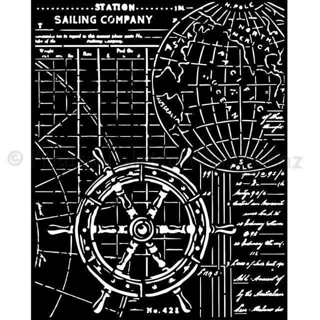 MEDIA Stencil 20 x 25 cm/ 0,25 mm - Songs of the Sea hajó kormány