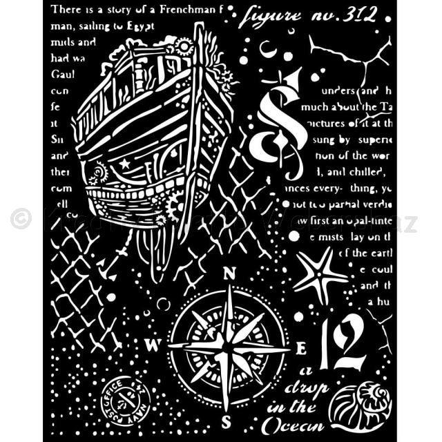 MEDIA Stencil 20 x 25 cm/ 0,25 mm -  vitorláshajó - Songs of the Sea