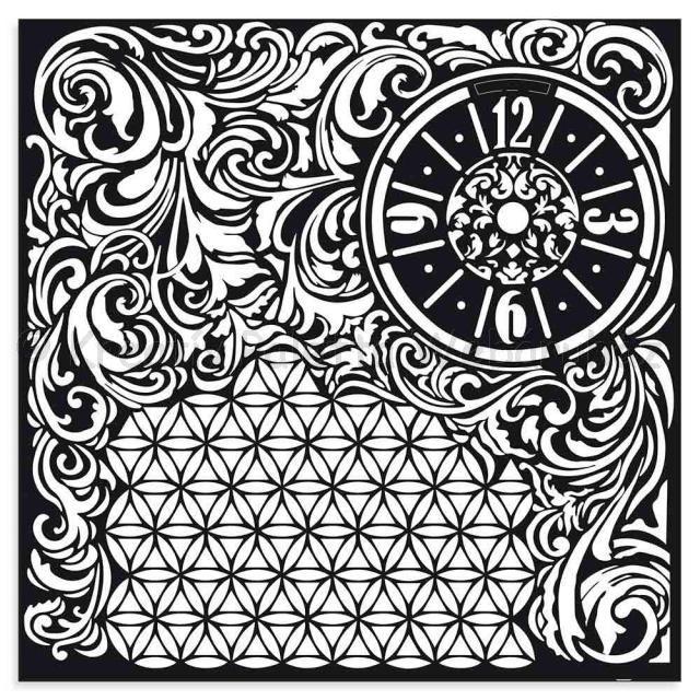 MEDIA Stencil 30 x 30 cm/ 0,25 mm - óra és textúra