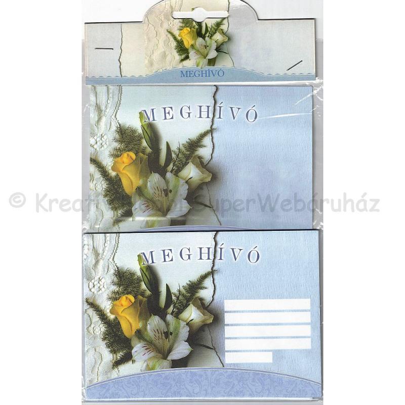 Meghívó borítékkal 6 db - virágos