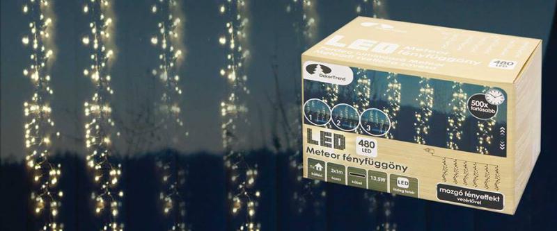 Meteor fényfüggöny vezérlővel, 2 m x 1 m 480 LED