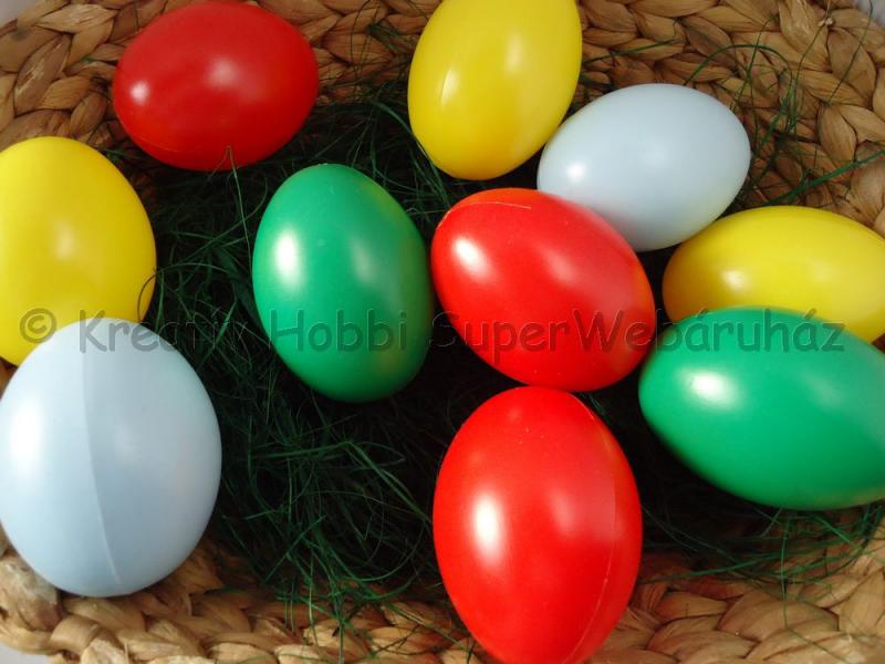 Műanyag tojás színes 6 cm, 10 db/cs