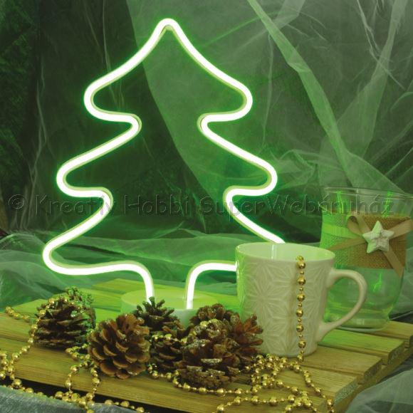 Neonfényű Világító ablak- vagy lakásdísz elemes - fenyő