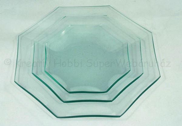 Nyolcszög alakú üvegtál, többféle méretben