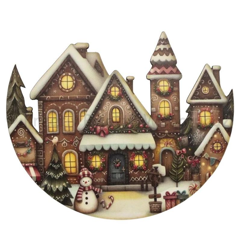 Nyomtatott dekorkarton - havas házak