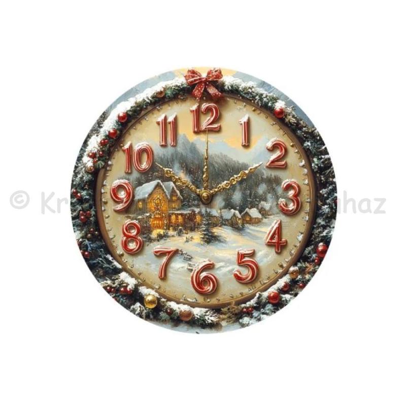 Nyomtatott fa tábla - karácsonyi óra 14,8 cm