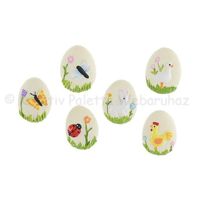 Öntapadó dekoráció poly 6 db - tojás