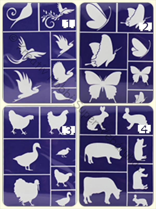 Öntapadó stencil - állatos minták  A/5